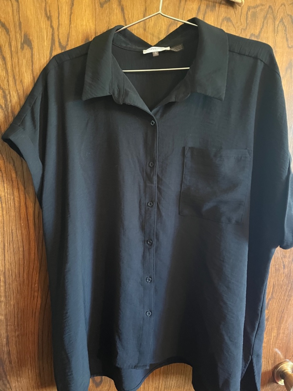 Calvin Klein Black Short-Sleeve Button-Down Shirt